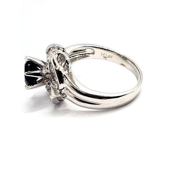 Cocktail Ring 14k white gold, Blue Cubic Zirconia Size 7.5 - Picture 7 of 13